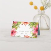 Carte De Placement Paradis de l'île | Palmier et Mariage de fleurs (Dos)