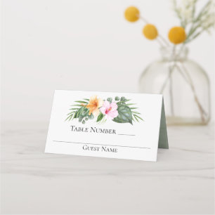Carte De Placement Paradis tropical Hibiscus et Palms Mariage