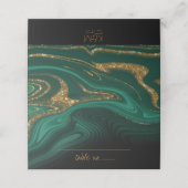 Carte De Placement Parties scintillant Abstraite Strata Mariage Green (Extérieur déplié)