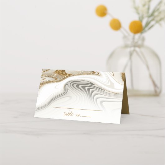 Carte De Placement Parties scintillant Abstraite Strata Mariage Ivory (Devant)