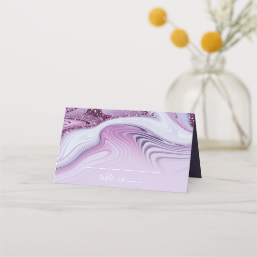 Carte De Placement Parties scintillant Abstraite Strata Mariage Lilac (Devant)