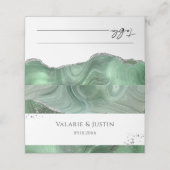 Carte De Placement Parties scintillant argent vert Sage Agate Mariage (Extérieur déplié)