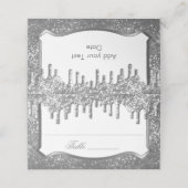 Carte De Placement Parties scintillant argentée avec goutte d'or (Extérieur déplié)