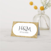 Carte De Placement Parties scintillant Blanche & Or Mariage ovale Réc (Dos)