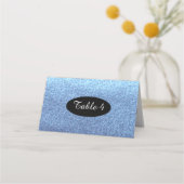 Carte De Placement Parties scintillant Bleu Faux Nombre de sièges (Devant)