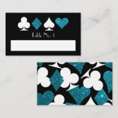 Carte De Placement Parties scintillant Blue Faux Las Vegas Blank Nom  (Devant / Derrière)