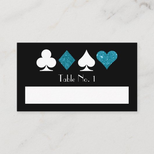 Carte De Placement Parties scintillant Blue Faux Las Vegas Blank Nom  (Devant)