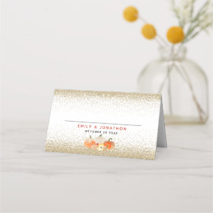 Carte De Placement Parties scintillant citrouille tomber dans l'amour