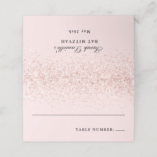 Carte De Placement Parties scintillant Confetti rose vif Lieu personn (Extérieur déplié)