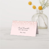 Carte De Placement Parties scintillant Confetti rose vif Lieu personn (Dos)