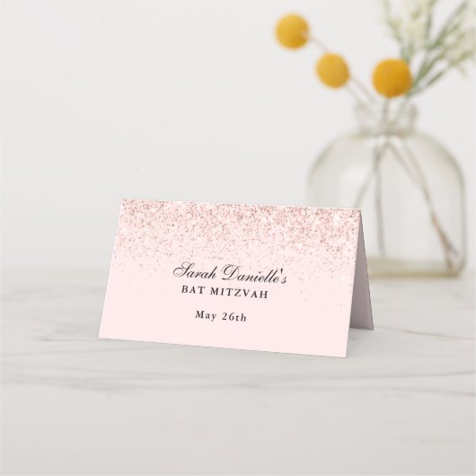 Carte De Placement Parties scintillant Confetti rose vif Lieu personn (Dos)