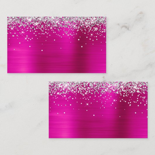 Carte De Placement Parties scintillant d'argent blanc à huile rose ch (Devant / Derrière)