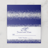 Carte De Placement Parties scintillant d'argent Confetti et Royal Blu (Extérieur déplié)