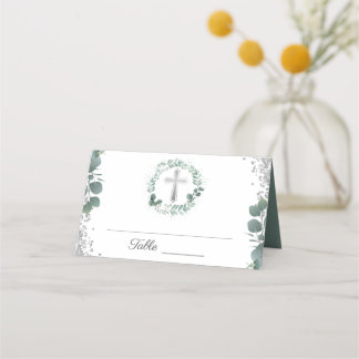 Carte De Placement Parties scintillant d'argent de verdure première c