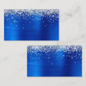 Carte De Placement Parties scintillant d'argent Royal Blue Foil vide (Devant / Derrière)