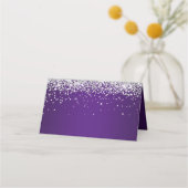 Carte De Placement Parties scintillant d'argent Royal violet Ombre (Dos)