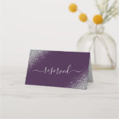 Carte De Placement Parties scintillant d'argent violet foncé Mariage (Dos)