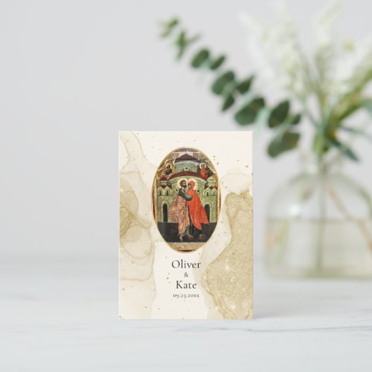 Carte De Placement Parties scintillant d'or Texture Mariage orthodoxe (Debout devant)