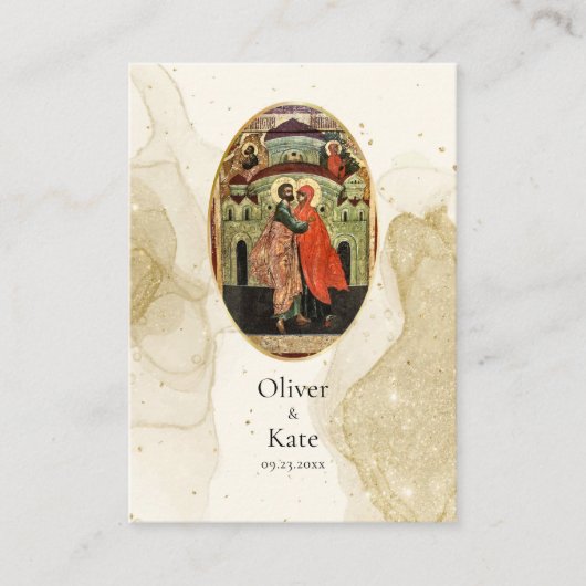 Carte De Placement Parties scintillant d'or Texture Mariage orthodoxe (Devant)