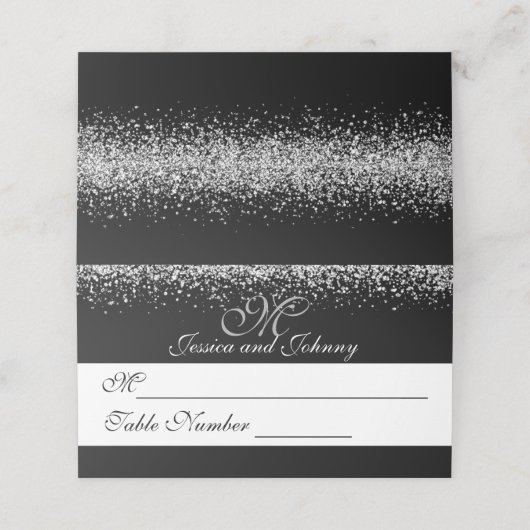 Carte De Placement Parties scintillant en argent sur carte Mariage no (Extérieur déplié)