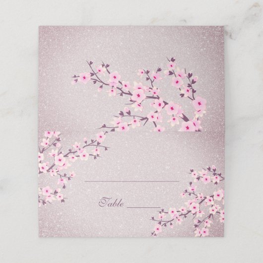 Carte De Placement Parties scintillant en fleurs de cerisier Mauve (Extérieur déplié)