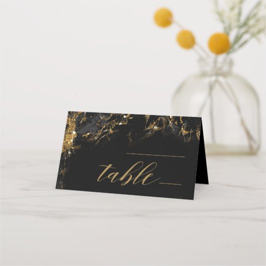 Carte De Placement Parties scintillant en marbre Mariage table Black  (Devant)