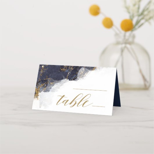 Carte De Placement Parties scintillant en marbre Mariage Table Marine (Devant)