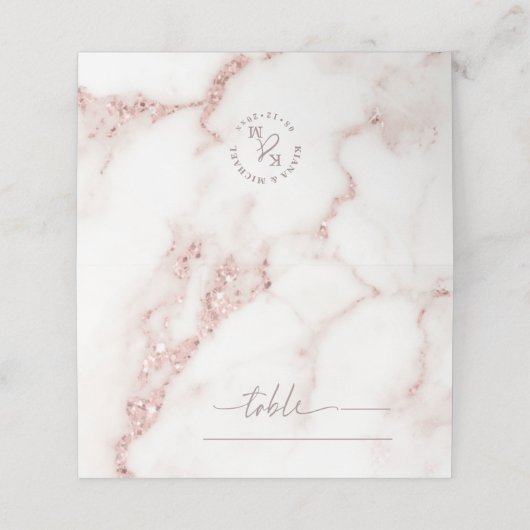 Carte De Placement Parties scintillant en marbre moderne Table Place  (Extérieur déplié)