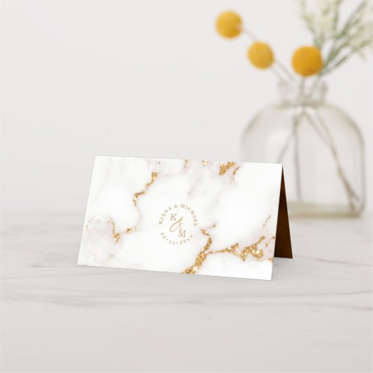 Carte De Placement Parties scintillant en marbre moderne Table Place  (Dos)
