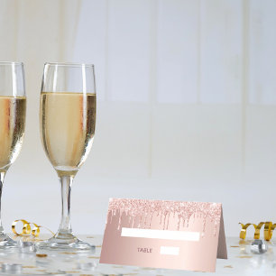 Carte De Placement parties scintillant en or rose gouttes ballons rou