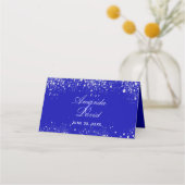 Carte De Placement parties scintillant mariage royal bleu argent scin (Dos)