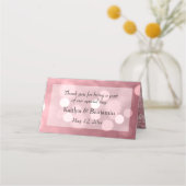 Carte De Placement Parties scintillant or rose Bokeh & Typographie (Dos)