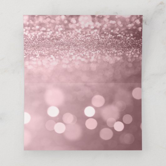 Carte De Placement Parties scintillant or rose Bokeh & Typographie (Intérieur déplié)