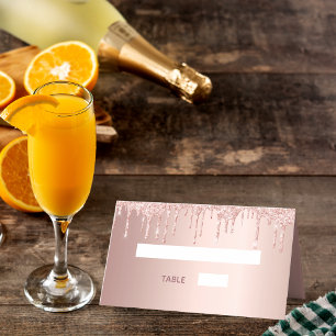 Carte De Placement parties scintillant rose or rousse gouttes mariage