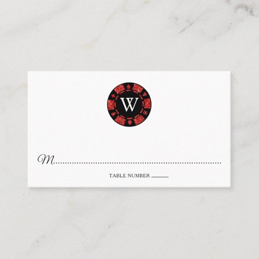 Carte De Placement Parties scintillant rouge Monogram Poker Chip Casi (Devant)