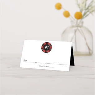 Carte De Placement Parties scintillant rouge Monogram Poker Chip Casi