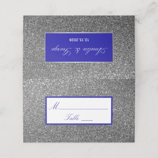 Carte De Placement Parties scintillant Silver Mariage Place (Extérieur déplié)