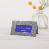 Carte De Placement Parties scintillant Silver Mariage Place (Dos)