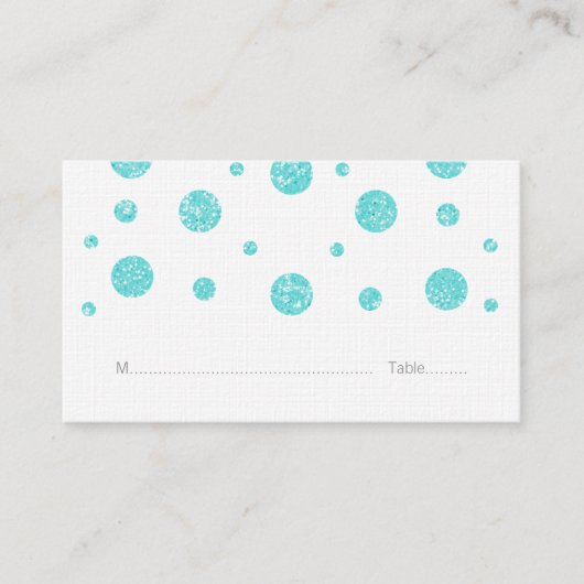 Carte De Placement Parties scintillant Turquoise Confetti Mariage Car (Devant)