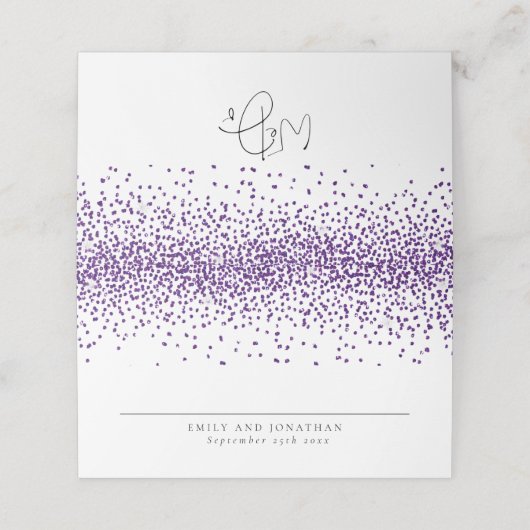 Carte De Placement Parties scintillant violet Nous faisons Mariage (Extérieur déplié)