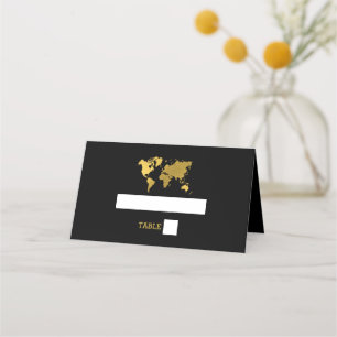 Carte De Placement Passeport de mariage de destination Monde Noir Or