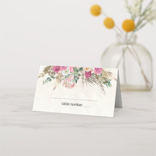 Carte De Placement Pastel Boho Neutral Floral Mariage Carte Place (Devant)
