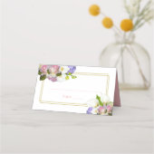 Carte De Placement Pastel Bouquet Printemps Floral Rose & Or Mariage (Dos)
