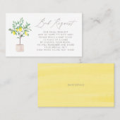 Carte De Placement Pastel Lemon Tree Baby shower Demande Card (Devant / Derrière)
