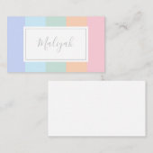 Carte De Placement Pastel Rainbow Strips Nom du bloc de couleurs (Devant / Derrière)