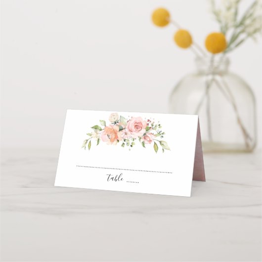 Carte De Placement Pastel Rose Rose Florals Mariage botanique moderne (Dos)