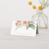Carte De Placement Pastel Soft Peach Rose Floral Cross Bunch Baptême (Dos)