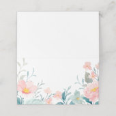 Carte De Placement Pastel Turquoise Aquarelle rose Mariage Floral (Extérieur déplié)