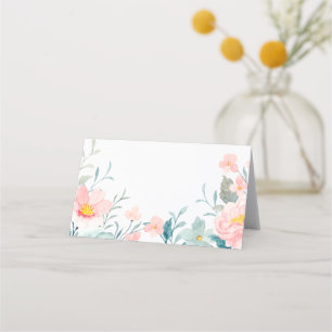 Carte De Placement Pastel Turquoise Aquarelle rose Mariage Floral