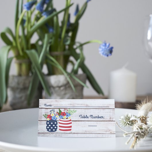 Carte De Placement Patriotic Love II Rustic 4 juillet Mariage